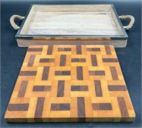 Threshold Wood Tray & Parquet Cutting Board
