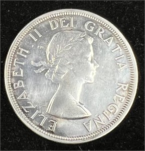 1954 Canadian Silver Dollar Coin Queen Elizabeth