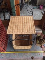 Decorative Wicker end table 26in H (Back Porch)