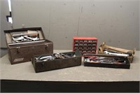 (2) Tool Boxes with Tools, (1) Metal Tray and Card