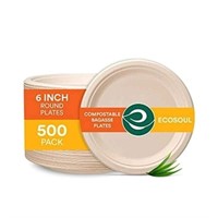 ECO SOUL 100% Compostable 6 inch Bagasse Paper Pla