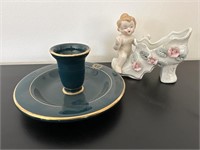 Vintage Hall China TEAL PALMER HOUSE CANDLESTICK