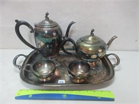 ELEGANT SILVERPLATE TRAY SET -JUST NEEDS POLISHED