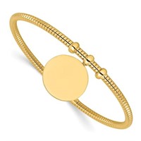 14 Kt-Polished Textured Dangle Bangle Bracelet