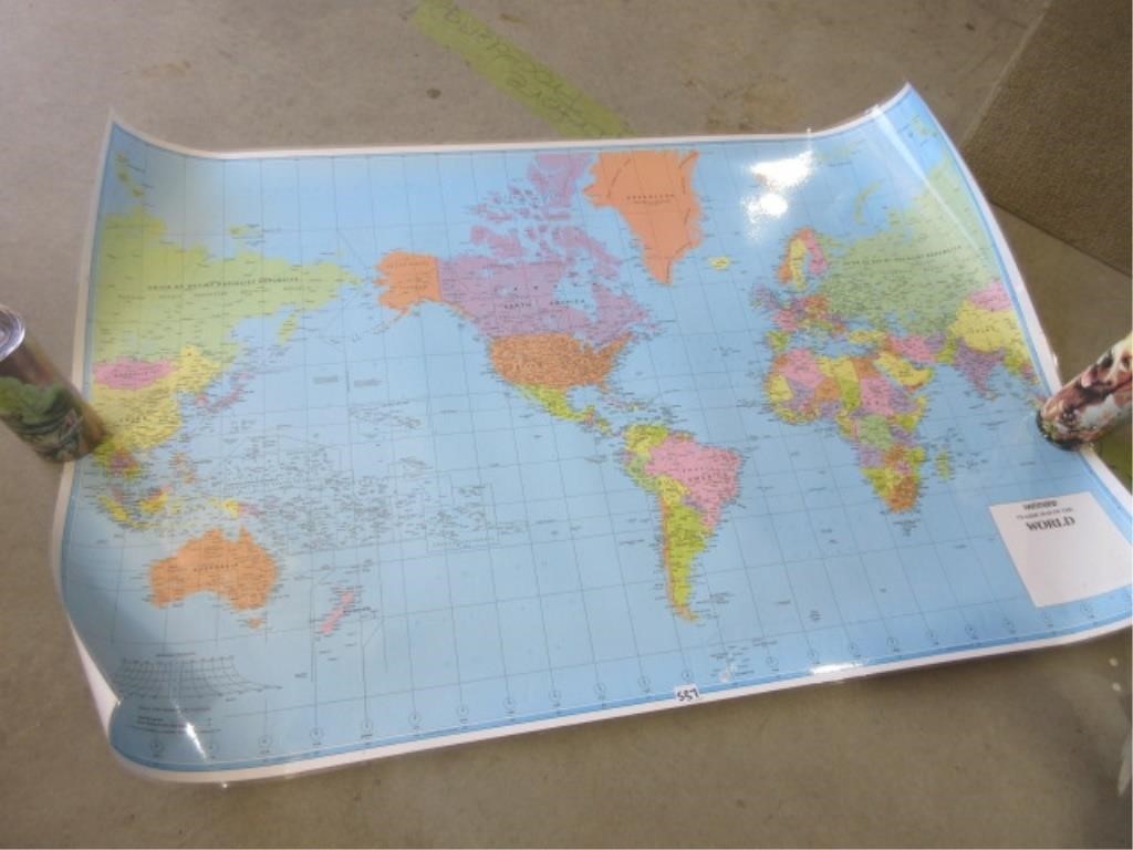 Laminated world map