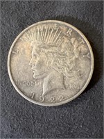 Peace 1922 D 90% Silver Dollar