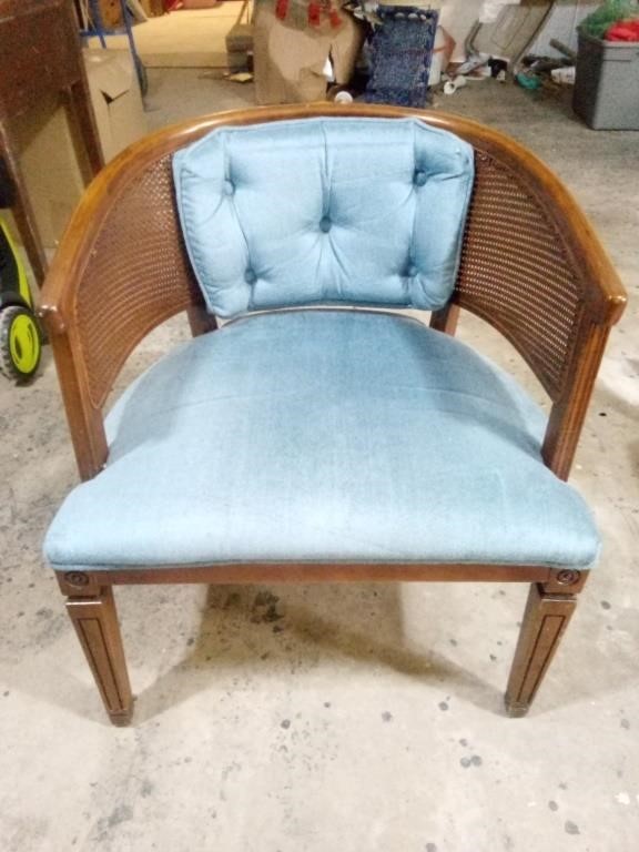 Mid Century Modern Rattan Barrel Back Chair