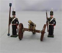 2 Lead Toy Soldier Cannoneers & Cannon