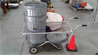 Garbage barrel cart w/ cans