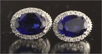 14kt White Gold 2.69 ct Sapphire & Diamond Earring