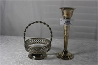Silver Serving Basket w/ Insert and Candlestick