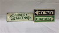 2 metal signs