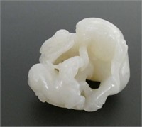 Chinese Hetian white jade carving of a goat