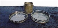 Sterling Silver: 2 Coasters & 2" Trashcan