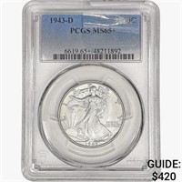 1943-D Walking Liberty Half Dollar PCGS MS65+