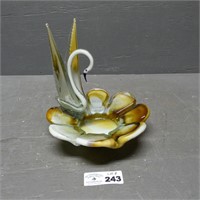 Nice Art Glass Ashtray with Swan