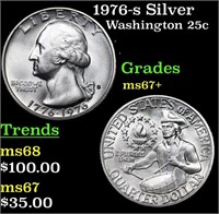 1976-s Silver Washington Quarter 25c Grades Gem++