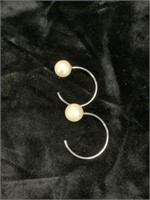 Silver plated hoops with faux pearl backs