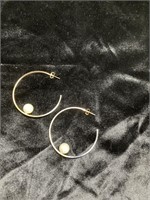 Gold plated hoops with faux pearls