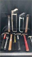 Hack saws, pry bars, various hammers