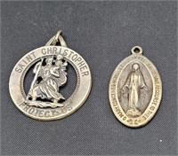 Two pcs  .925 Religious Medallions