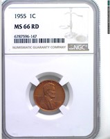 1955 Cent NGC MS66 RD