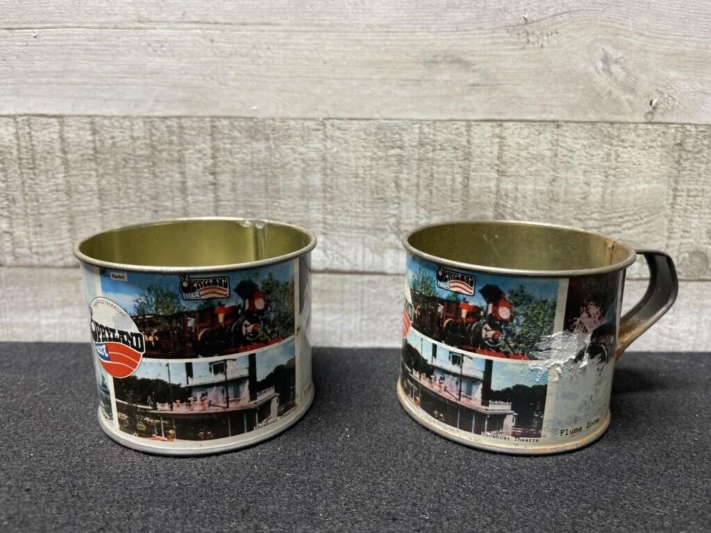 2 Vintage Opry Land Tin Mugs