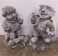 2 resin garden art gnomes, 12" tall