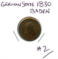 German State 1830 Baden 1/2 Kreuzer/Leopold - XF