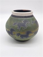 Jeremy Diller Art Pottery Raku Vase, Signed
