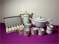 Porcelain Empire White & Gold Tea / Coffee Set +