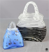 Art Glass Purse Vases / 2 pc