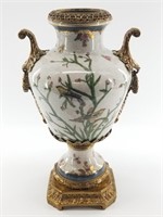 Glazed ceramic vase with very detailed garden scen