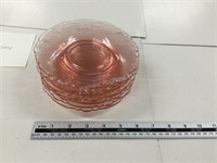 7 Heisey pink glass dishes