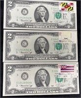 (3) Consecutively #d Bicentennial $2 FRN with