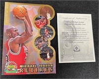3.5"x5" Jordan Retires Card, Upper Deck 1999