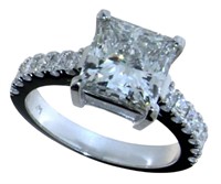 14k Gold 3.81 ct Princess Cut Lab Diamond Ring