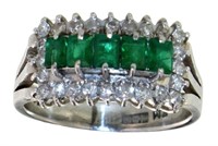 Platinum 1.02 ct Natural Emerald & Diamond Ring