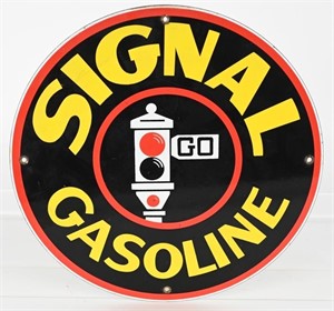 SIGNAL GASOLINE PORCELAIN GAS PUMP PLATE SIGN