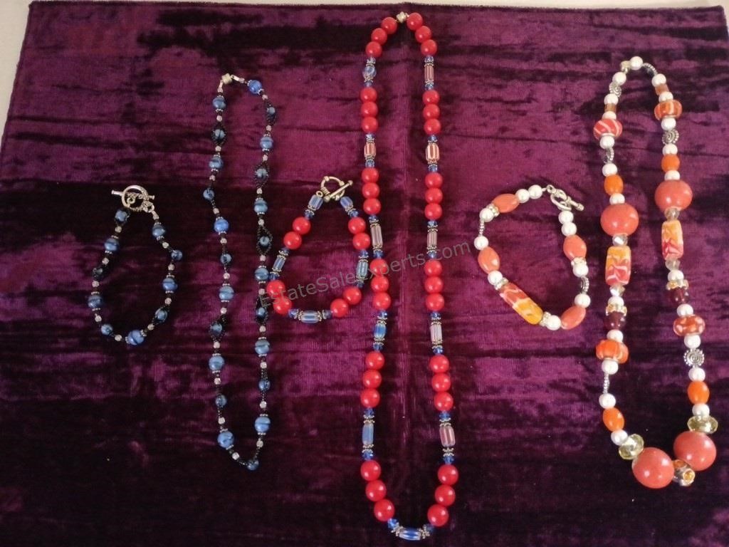 3 Beaded Necklace and Bracelet Sets