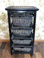 Wood Frame Wicker Basket Chest