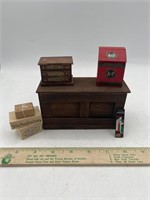 Vintage Wooden Dollhouse country store pieces