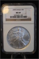 2005 Certified 1oz .999 Silver American Eagle