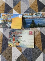 E2) Vintage souvenir  postcard folders lake