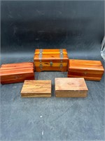 5 Wooden Boxes - 1 Made from Olive Tree Wood