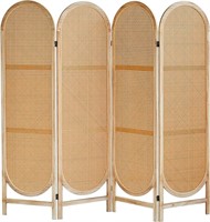 BMWEI 4-Panel Rattan Divider (Light Brown)