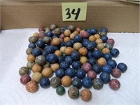(3) Small Bags of Old Clay/Crock Marbles