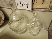 (2) Vanity Jars w/Lids