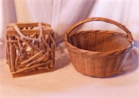 Twig lantern box, 6.5" sq. x 7.5" - Woven basket,