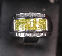 2.50 CT GREEN & WHITE CZ DIAMOND COMFORT FIT RING